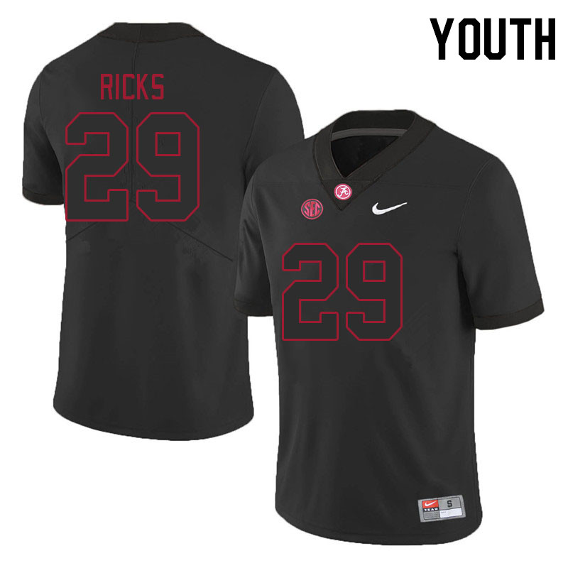 Youth #29 Dezz Ricks Alabama Crimson Tide College Footabll Jerseys Stitched-Black